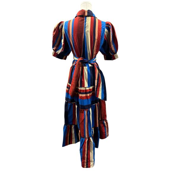 FARM Rio Red and White Pleated Midi Dress - Picture 9 of 12